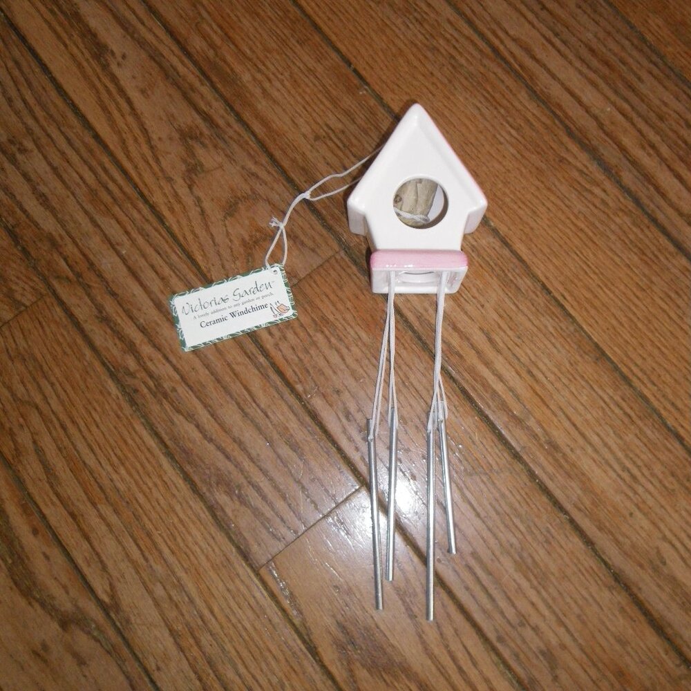 Victoria’s Garden Ceramic Birdhouse Windchime - Garden, Home or Porch Decor